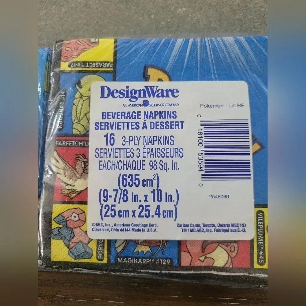 Pokémon Napkins 2 Packs - Total 32 Vintage 90's